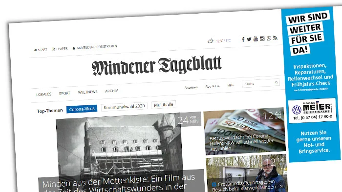 Die Website des Mindener Tageblatts