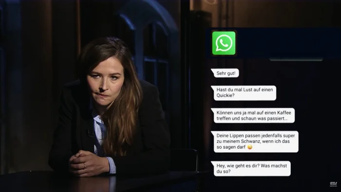 Katrin Bauerfeind liest in "Männerwelten" bei ProSieben aus Chats vor, in denen Frauen belästigt werden
