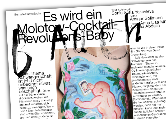 Bemalter Schwangerschaftsbauch im Magazin "Fräulein"