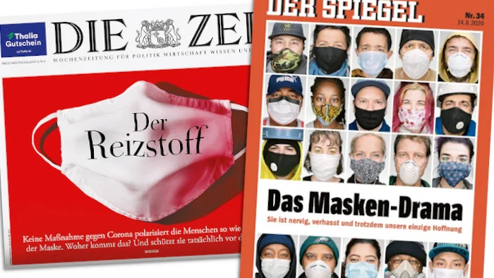 Die Cover von Spiegel und Zeit zur Maskenpflicht