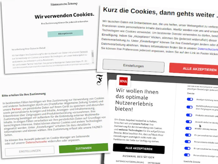 Die Cookie-Banner, wie sie auf vielen Websites erscheinen