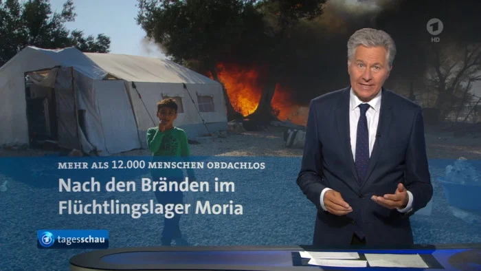 Die Tagesschau beginnt mit einer Meldung aus Moria