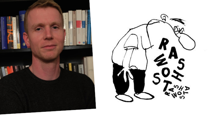 Übermedien-Autor Markus Müller und das Logo der Rubrik "Hasswort"
