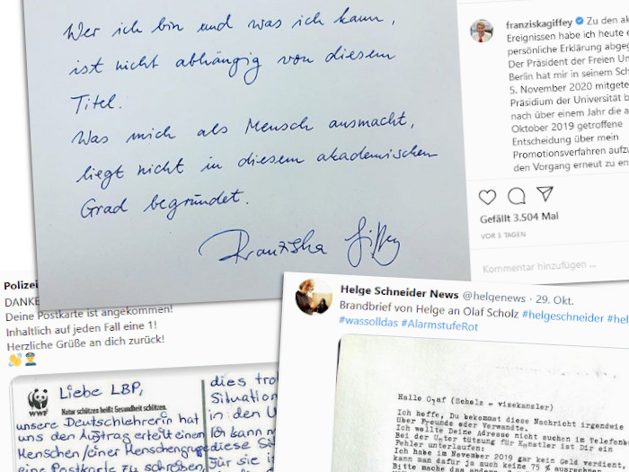 Die handschriftliche Erklärung von Franziska Giffey bei Instagram