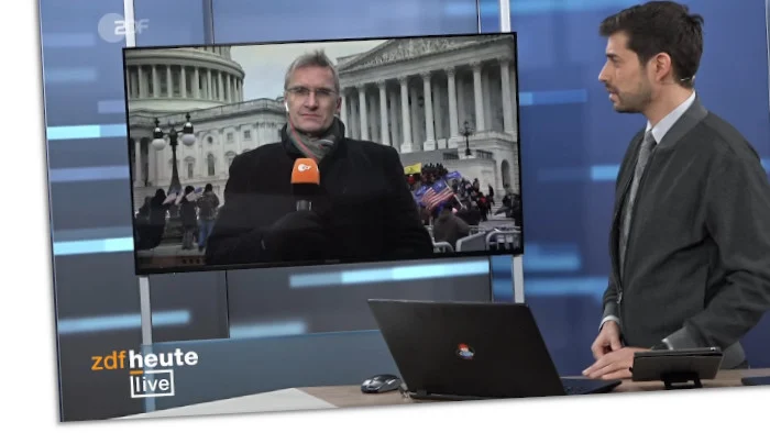 Screenshot aus dem ZDFheute Livestream aus der Nacht vom 6. Januar 2021
