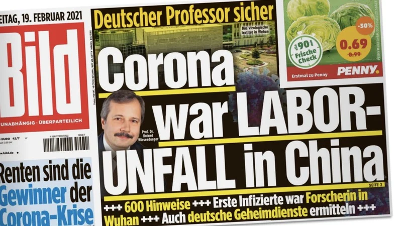 Bild-Titelseite: Deutscher Professor sicher / Corona war LABOR-UNFALL in China
