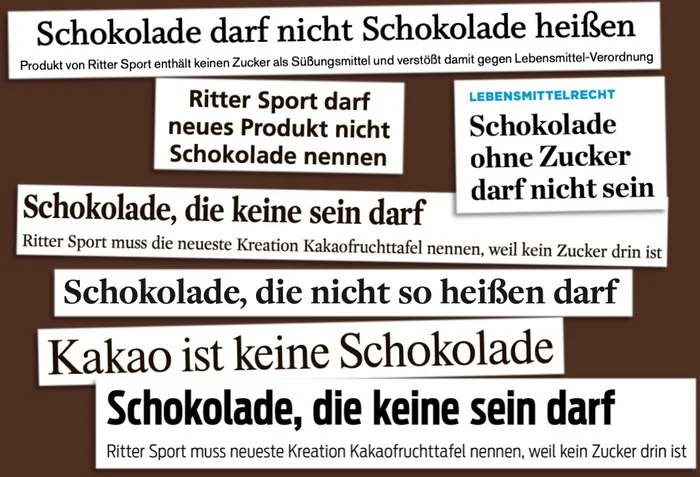 Zeitungsausrisse "Schokolade darf nicht Schokolade heißen"