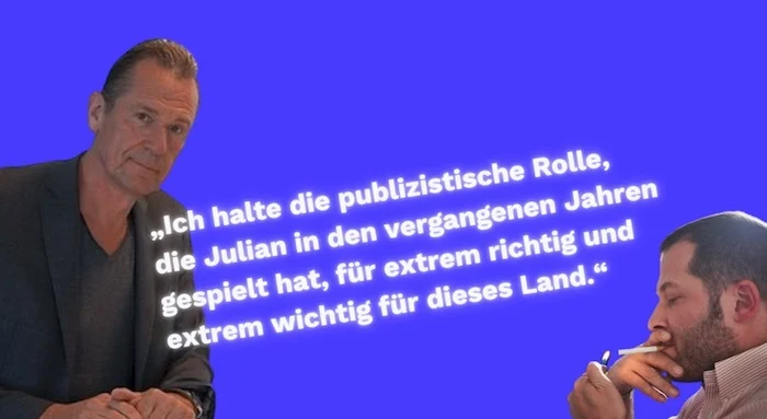 Mathias Döpfner, Julian Reichelt. "Ich halte die publizistische Rolle, die Julian in den vergangenen Jahren gespielt hat, für extrem richtig und extrem wichtig für dieses Land"
