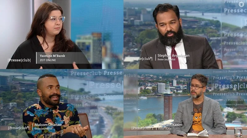Presseclub-Gäste: Yasmine M'Barek, Stephan Anpalagan, Malcolm Ohanwe, Hasnain Kazim