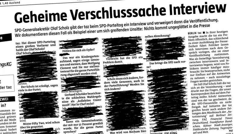 Geschwärztes Interview in der "taz" 2003
