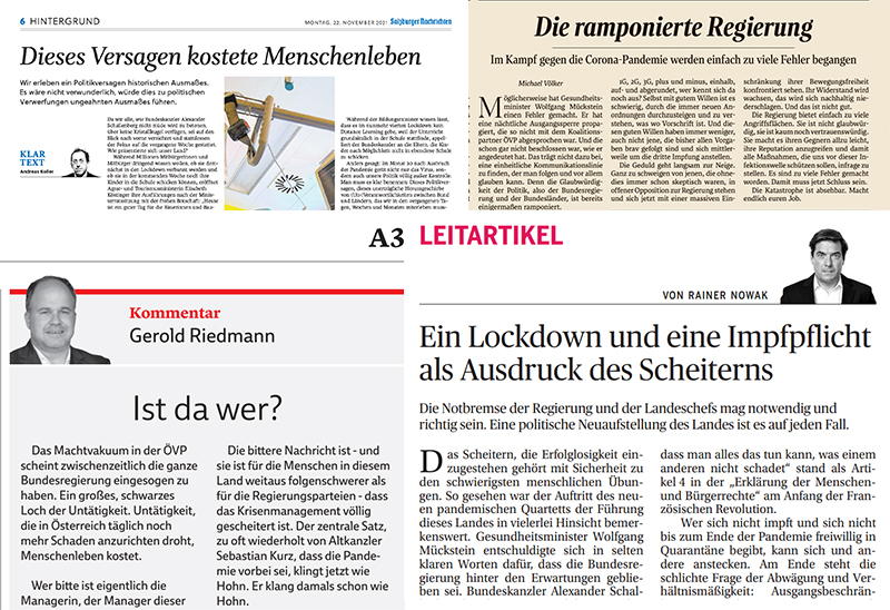 Leitartikel verschiedener Österreichischer Tageszeitungen