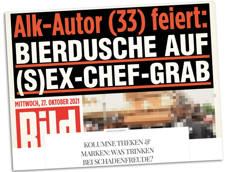 Alk-Autor (33) feiert: BIERDUSCHE AUF (S)EX-CHEF-GRAB