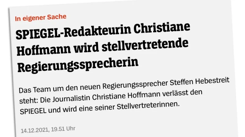 SPIEGEL-Redakteurin Christiane Hoffmann wird stellvertretende Regierungssprecherin