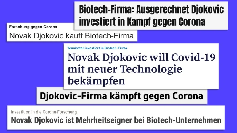 Schlagzeilen wie „Djokovic-Firma kämpft gegen Corona“
