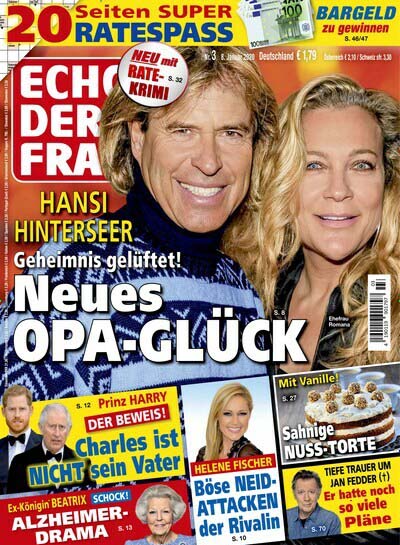Titelseite "Echo der Frau": "Hansi Hinterseer - Geheimnis gelüftet! - Neues OPA-GLÜCK"