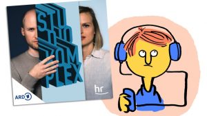 Logo Podcast "Studio Komplex", etwas skeptisches Gesicht