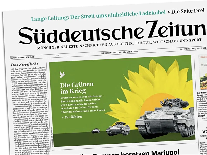 Aufmacher: Die Grünen im Krieg. Früher waren sie für Abrüstung - heute können die Panzer nicht groß genug sein, die Grüne wie Anton Hofreiter fordern. Über die Kehrtwende einer Partei