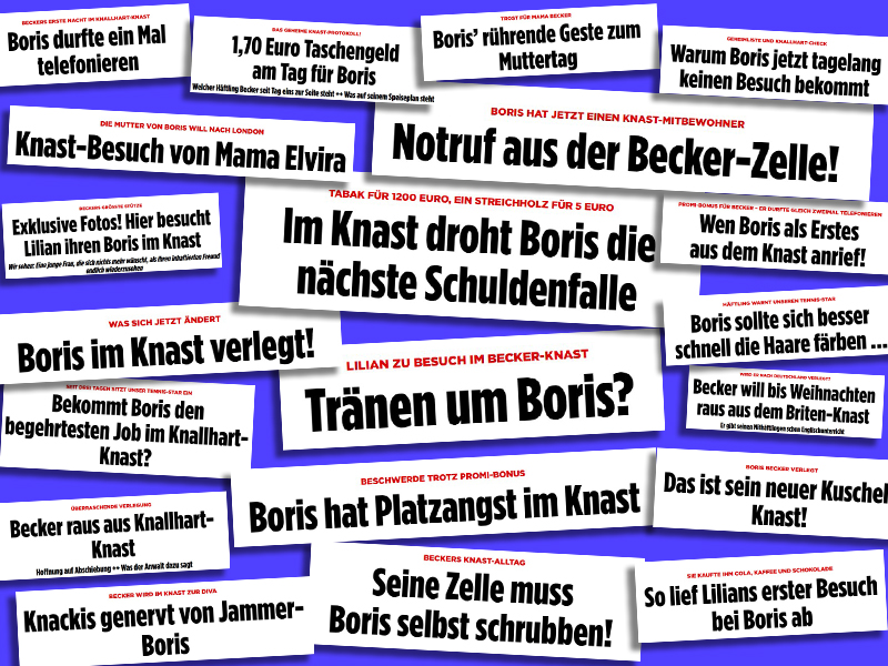 Alle "Bild"-Schlagzeilen über Boris Beckers Leben im Gefängnis seit dessen Inhaftierung