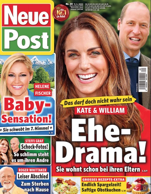 Titelseite "Neue Post": Kate & William Ehe-Drama Sie wohnt schon bei ihren Eltern ...