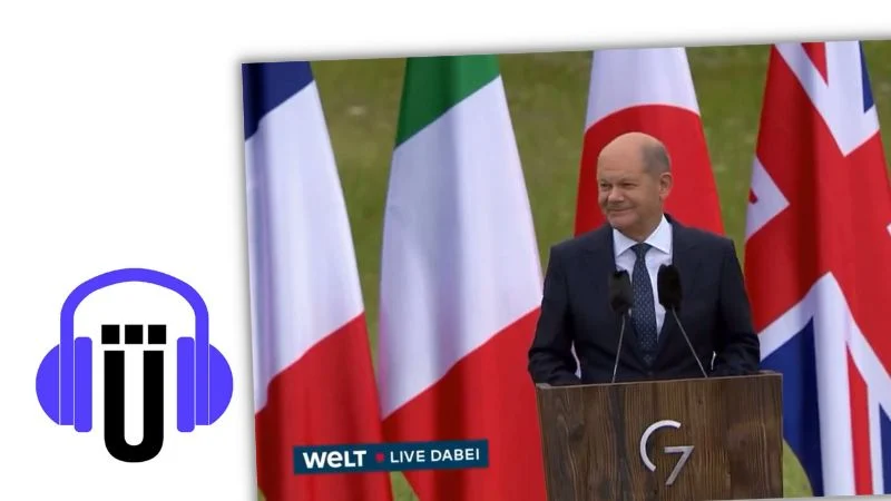 Olaf Scholz bei der Abschluss-Pressekonferenz des G7-Gipfels