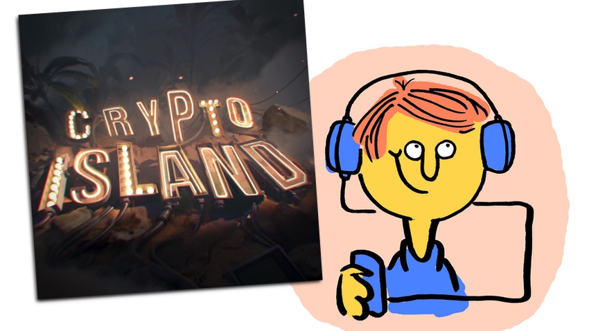 Podcastkritik: „Crypto Island“-Cover, zufriedener Hörer