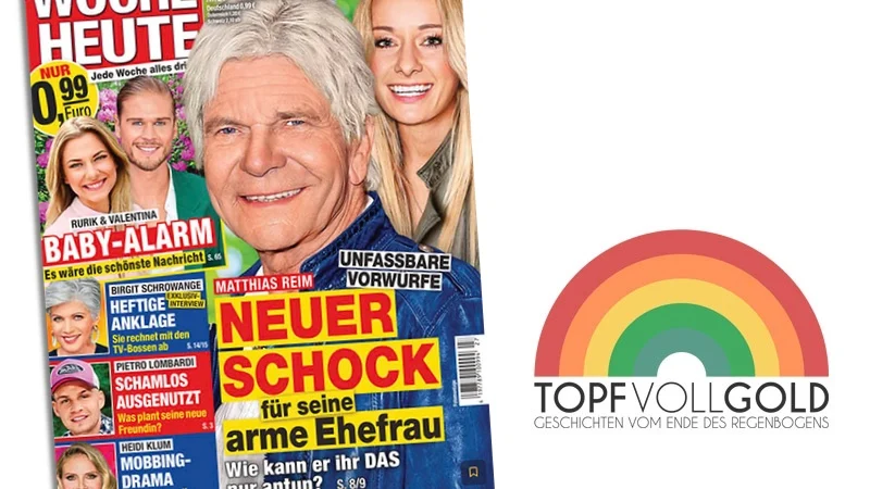 Titel der Zeitschrift "Woche heute" mit Matthias Reim und seiner Frau