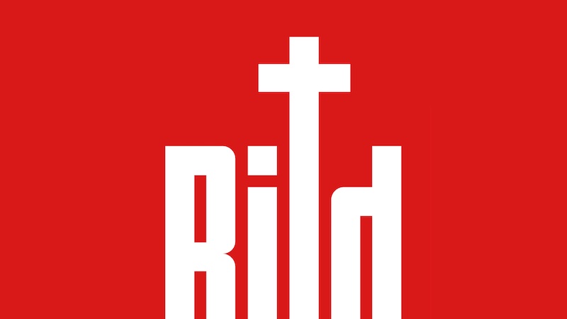 "Bild"-Logo, bei dem das L ein Kreuz darstellt