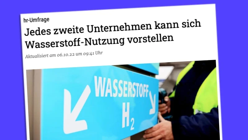 hr-Umfrage: Jedes zweite Unternehmen kann sich Wasserstoffnutzung vorstellen