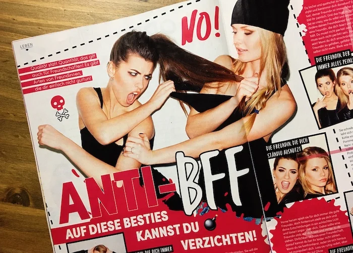 Doppelseite über schlechte Freundinnen im Magazin "Mädchen"
