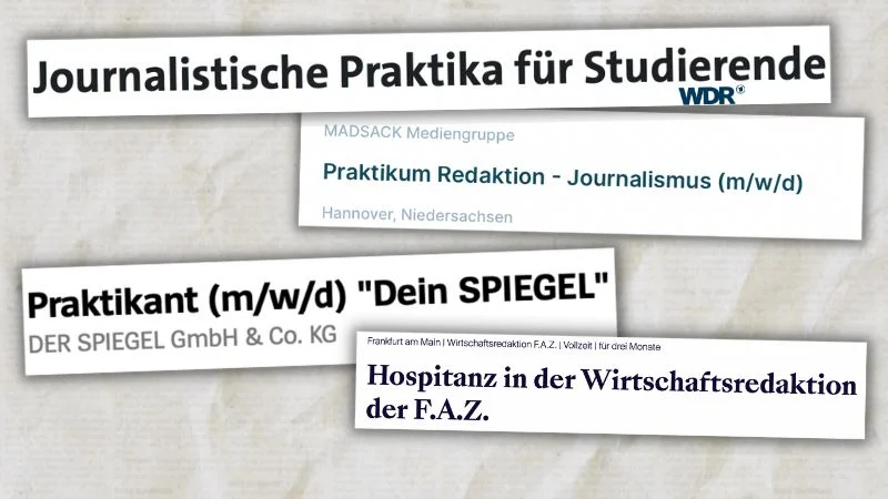 Job-Anzeigen für Praktikumsstellen