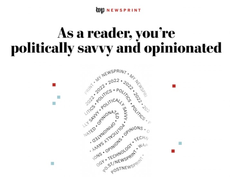 Screenshot der "Washington Post"-Auswertung: "As a reader you're politically savvy and opiniated"