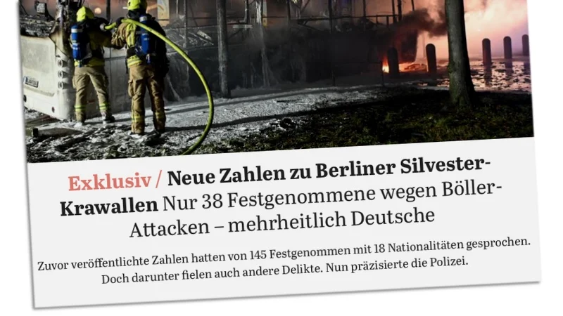 Exlusiv: Neue Zahlen zu Berliner Silvester-Krawallen / Nur 38 Festgenommene wegen Böller-Attacken - mehrheitlich Deutsche