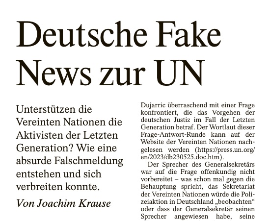 Deutsche Fake News zur UN