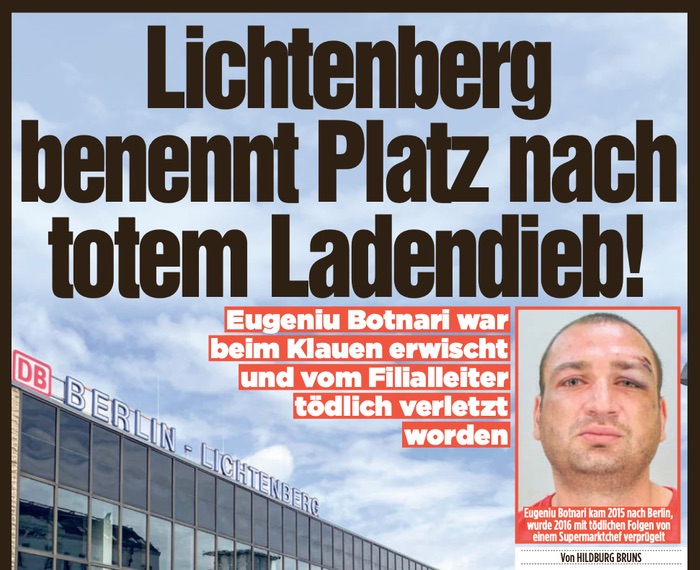 Lichtenberg benennt Platz nach totem Ladendieb!