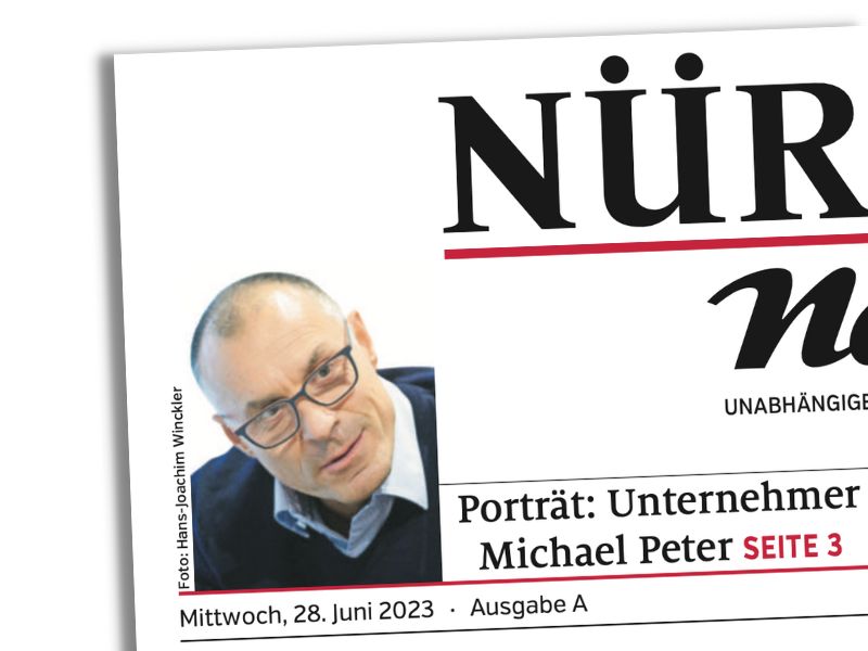 Unternehmer Michael Peter auf der Titelseite der "Nürnberger Nachrichten"