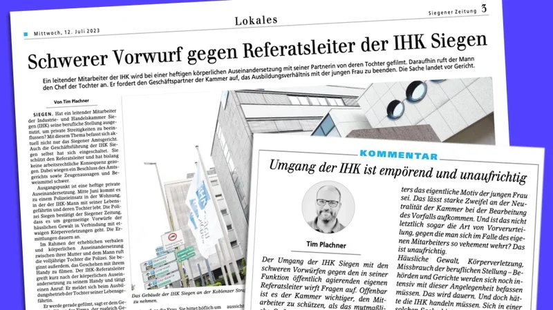 Schwerer Vorwurf gegen Referatsleiter der IHK Siegen / Kommentar: Umgang der IHK ist empörend und unaufrichtig