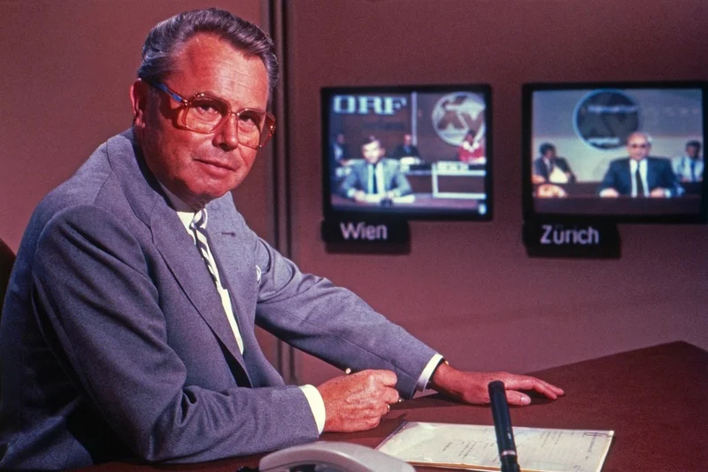 Eduard Zimmermann 1986 mit Peter Nidetzky (Wien) und Konrad Toenz (Zürich)