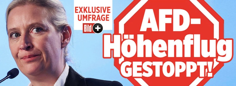 "Bild"-Schlagzeile vom 5.8.2023: "AfD-Höhenflug GESTOPPT!"