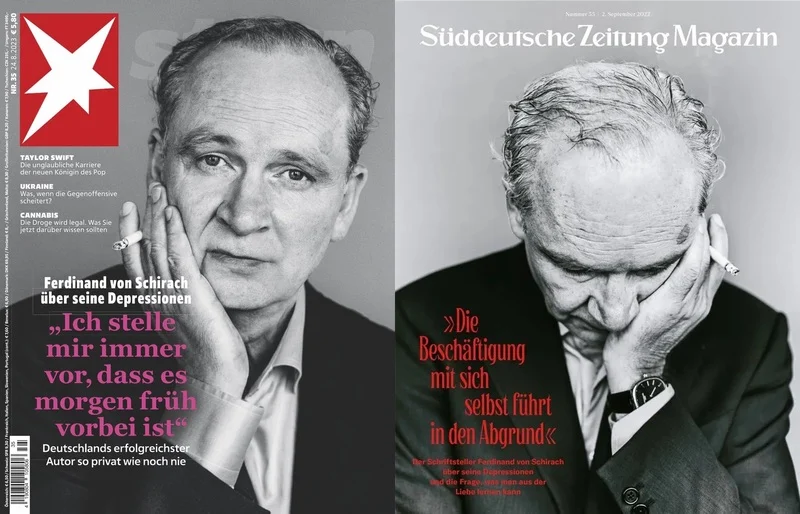 Cover mit Ferdinand von Schirach: „Ich stelle mir immer vor, dass es morgen früh vorbei ist“ und „Die Beschäftigung mit sich selbst führt in den Abgrund“