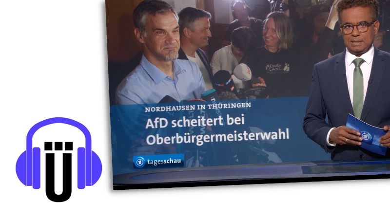 Screenshot "Tagesschau" am 24.9.23: "Nordhausen in Thüringen: AfD scheitert bei Bürgermeisterwahl"
