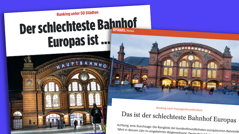 "Bild" und "Spiegel" berichten über den angeblich schlechtesten Bahnhof Europas: den Hauptbahnhof Bremen.