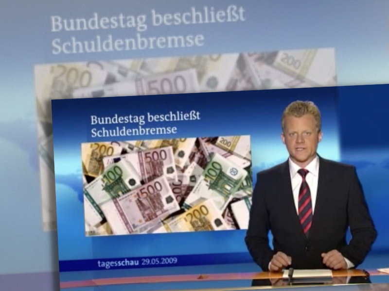 "Tagesschau" berichtet am 29.5.2009 über den Bundestagsbeschluss zur Schuldenbremse