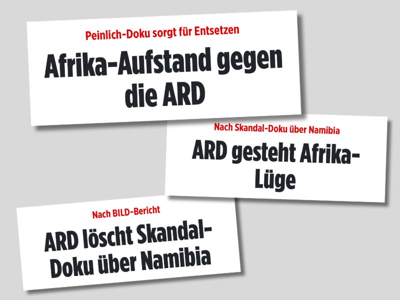 "Bild"-Schlagzeilen: Afrika-Aufstand gegen die ARD / ARD gesteht Afrika-Lüge / ARD löscht Skandal-Doku über Namibia