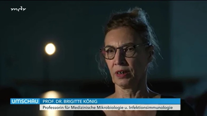 Screenshot aus dem Beitrag der "MDR Umschau": Frau mit Brille und hochgesteckten Haaren sitzt vor der Kamera.