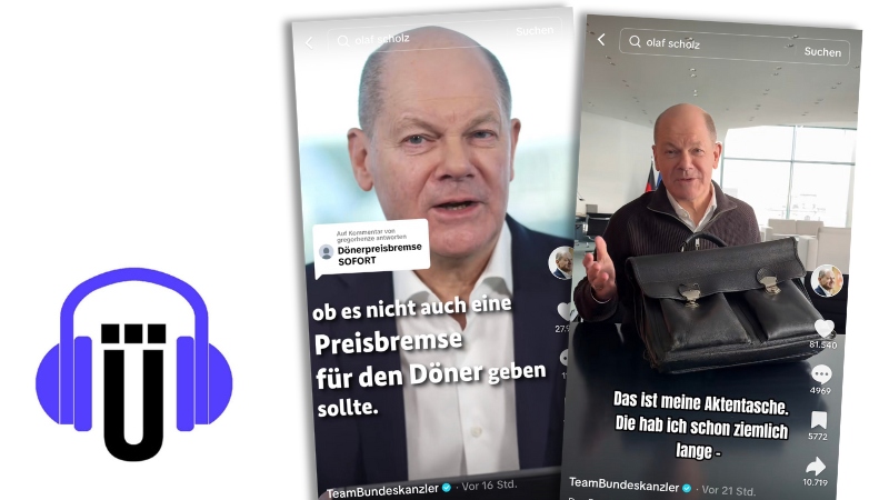 Bundeskanzler Olaf Scholz in zwei TikTok-Videos auf seinem neuen Kanal