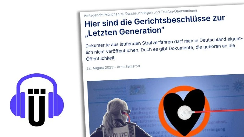 Screenshot der Seite "Frag den Staat" mit den illegal veröffentlichten Gerichtsbeschlüssen zu "Letzten Generation"