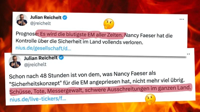 Tweets von Julian Reichelt mit Zitaten zur Fußball-EM