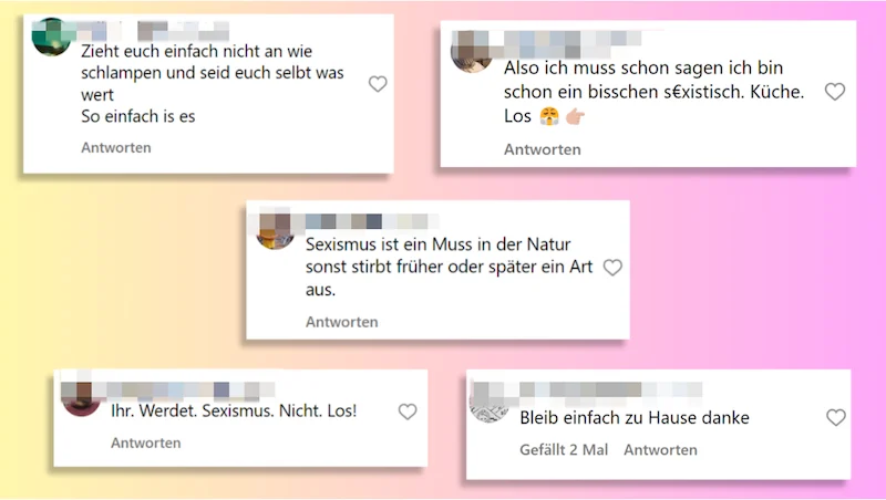 Screenshots von Instagram-Kommentaren
