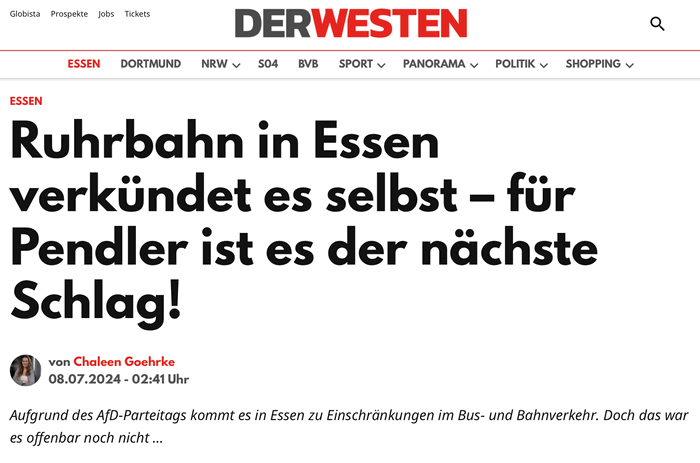 Ruhrbahn in Essen verkündet es selbst - für Pendler ist es der nächste Schlag!