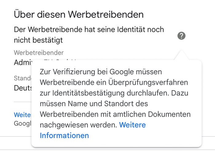 Dieser Werbetreibende hat seine Identität noch nicht bestätigt